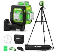 HUEPAR Laser Level with Tripod 150CM, 3x360° Green Laser Level Self Leveling Compact 12 Line Lazer Leveler Tool with Pluse Mode, Li-ion Battery, Glasses&Magnetic Bracket for Home Renovation
