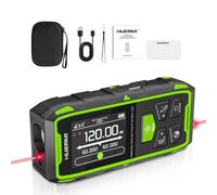 Huepar Laser Measure 396FT Laser Measuring Tool Digital Laser Distance Meters with 2 Bubble Levels, Backlit LCD, Measure Distance, Area and Volume and Pythagorean Mode SW-210RT