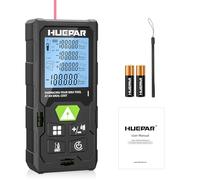 Huepar Laser Measure 396FT Laser Measuring Tool Digital Laser Distance Meters with 2 Bubble Levels, Backlit LCD, Measure Distance, Area and Volume and Pythagorean Mode DM-LM120
