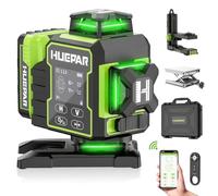 Huepar New Edition W04CG 4D Laser Level, LCD Display, Rotating Motor Base, 360° Self-Leveling Cross Line - Bluetooth Remote Control, High Precision Laser Level, Pulse Mode
