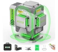 Huepar Pro 3D Cross Line Green Laser Level With Self-Leveling, 8000mAh Li-ion Battery, Remote Control & Hard Carry Case ZK03DG-S