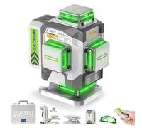 Huepar Pro Laser Level, 4 * 360 Self Levelling Laser Leveler, High Accuracy Professional Green Laser Level with 8000mAh Rechargeable Li-ion Battery, Multifunctional Stand and Hard Case