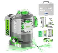 Huepar Pro Laser Level with Fixed-Point Pivot Fine Adjustment Base GS03CG | 3* 360, Self Leveling, ±2mm Accuracy, Remote Control, High-brightness, 8-hour Battery, Multi-use Magnetic Stand, Carry Case