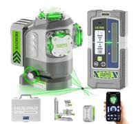 Huepar Pro Outdoor 360 Laser Level with Receiver - Long Range up to 200m | Fixed-Pivot Fine Adjustment, 360 Laser Level, Bluetooth App Control, ±2mm Accuracy, Pulse Mode, IP54