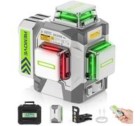 Huepar Pro Self-Leveling 3 x 360° Green Red Laser Level Tool for Construction - High Accuracy, 8000mAh Rechargeable Li-ion Battery, Remote Controller & Hard Carry Case
