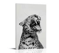 HUERIER Black And White Leopard Poster for Room Aesthetic Canvas Wall Art Decor Room Canvas Artistic Bedroom Poster12x18inch(30x45cm) Frame-style