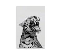 HUERIER Black And White Leopard Poster for Room Aesthetic Canvas Wall Art Decor Room Canvas Artistic Bedroom Poster08x12inch(20x30cm) Unframe-style