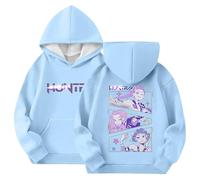 Huesdet Korean Pop Movie Trends Hoodies for Kids Girls Boys Vintage Y2k Pullover Hip Hop Streetwear Casual South Korea Pop Singer Costume Hoodie Long Sleeve Hooded Sweatshirt Light Blue