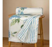HUESLAND 100% Cotton Reversible Dohar Double Bed Cotton | Soft Cambric Weave, All Weather Light Comforter AC Dohar | 86 x 94 inches, Floral Fusion - Cream, Carolina Blue & Green
