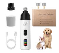 Huesom Silent Groom Nail Grinder, Silent Grind Pro for Dog Nails, Low Noise USB Rechargeable Pet Clipper, All Pet Sizes and Nail Thicknesses, Suitable for Dogs and Cats (1Set+2Replacement Head)