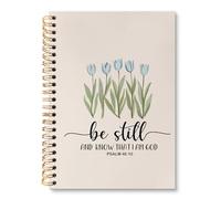 huester Christian Tulip Floral Notebook Journal, Be Still and Know That I Am God Religious Journal for Women, Bible Notebooks for Note Taking, Bible Hardcover Spiral Notebook, 5.5x8.3 Inch