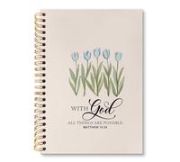 huester Christian Tulip Floral Notebook Journal, with God All Things Are Possible Bible Verse Journal for Women, Religious Notebooks for Note Taking, Bible Hardcover Spiral Notebook, 5.5x8.3 Inch
