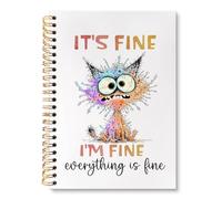 huester Funny Cat Notebook Journal, Cat Lover Mom Gifts Journal for Women, Funny Notebooks for Note Taking, It's Fine I'm Fine Everything Is Fine Hardcover Spiral Notebook, 5.5x8.3 Inch