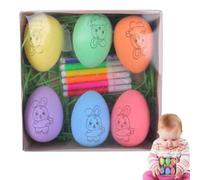 Huevos De Pascua, Kit De Pintura De Huevos De Pascua | Kit Para Colorear Con Tinte De Huevo Para Artes Y Manualidades - 6X Huevos Pintables, Rellenos De Cestas De Pascua Para Niñas Y Niños