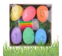 Huevos De Pascua, Kit De Pintura De Huevos De Pascua | Kit Para Colorear Con Tinte De Huevo Para Artes Y Manualidades - 6X Huevos Pintables, Rellenos De Cestas De Pascua Para Niñas Y Niños