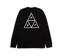 HUF Set Triple Triangle Long Sleeve T-Shirt - 100% Pre-Shrunk Cotton T-Shirt, Black, S