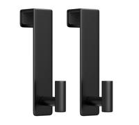 HUFEEOH Over The Door Hooks 2-Pack, Heavy Stainless Steel Coat & Towel Rack, No Drilling Scratch-Free Over Door Hanger Dorm Essentials Bathroom Accessories, Fits 1-3/4" Doors (Black) (T Shape)