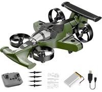 HUFENYU 2 In 1 Flying RC Car Drone Rechargeable Dual-Mode Remote Control Flying Car Drone 360° High Speed Drift Stunt Cars 2.4Ghz 4WD Stunt RC Cars Vehicle(Green+Battery*1)