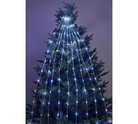 HUFENYU Cascading Twinkle Lights For Christmas Tree Christmas Tree Waterfall Lights With Ring 8 Modes 100-600 Christmas LED Firefly Twinkle String Lights(White,3m 20 strips 600 lights)