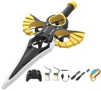HUFENYU Remote Flying Sword Flying Sword Rc Glider Interactive Flying Sword Drone For Adults Hand Remote Controlled Flying Sword Drone With LED Lights 3-Speed(Black Gold)