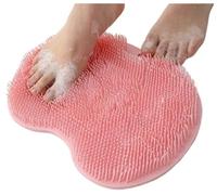 HUFENYU Silicone Shower Foot Scrubber Mat Shower Foot Scrubber Mat With Non-Slip Suction Cups Foot And Back Cleaning Pad Back Washer Exfoliating Bath Wash Pad(Pink,1pcs)