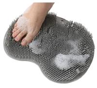 HUFENYU Silicone Shower Foot Scrubber Mat Shower Foot Scrubber Mat With Non-Slip Suction Cups Foot And Back Cleaning Pad Back Washer Exfoliating Bath Wash Pad(Grigio,1pcs)