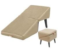 HUFENYU Split Footstool Dog Ramp Split Ottoman Dog Ramp All-in-One Lightweight Folding Pet Ramps Stairs For Couch Multi-Functional Storage Footrest Non-Slip Stable Outdoor Pet Steps(Khaki)