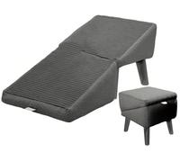 HUFENYU Split Footstool Dog Ramp Split Ottoman Dog Ramp All-in-One Lightweight Folding Pet Ramps Stairs For Couch Multi-Functional Storage Footrest Non-Slip Stable Outdoor Pet Steps(Black)