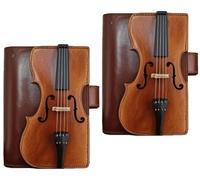 HUFENYU Vintage Violin Leather Notebook Handmade Look Refillable Journal 200 A5 Lined Pages PU Leather Diary For Musicians Writers Teachers Students(2pcs)