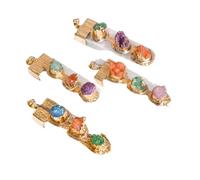 HUFFA 1pcs Natural Moroccan Gypsum Raw Ore Pendant Necklace With Colorful Agate Inlay - Unique Multicolor Cuboid Design