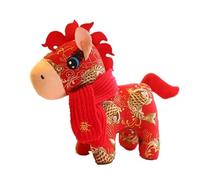 HUFFA 2026 Chinese Style Pony Plush Doll - Year of the Horse Fabric Crane Mascot Zodiac Horse Plush Toy(Fortunescarf,9.8 inches)