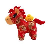HUFFA 2026 Chinese Style Pony Plush Doll - Year of the Horse Fabric Crane Mascot Zodiac Horse Plush Toy(Redkoigoldingot,7.9 inches)