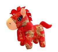 HUFFA 2026 Chinese Style Pony Plush Doll - Year of the Horse Fabric Crane Mascot Zodiac Horse Plush Toy(Goodfortunescarf,7.9 inches)