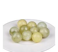 HUFFA 3pcs Natural Crystal Ball Set - Raw Stone Ornaments for DIY Jewelry, Bracelets, and Pendants(2.5cm,Lemon Jade)