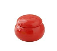 HUFFA 5ml Ceramic Mini Tea Pot - Small Sealed Storage Pot for Powder Rouge and Paste(5mlflatcan-chinesered)
