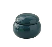 HUFFA 5ml Ceramic Mini Tea Pot - Small Sealed Storage Pot for Powder Rouge and Paste(5mlflatcan-malachitegreen)