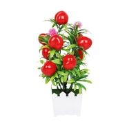 HUFFA 9 Head Big Fruit Simulation Bonsai Ornaments for Home Decor - Realistic Artificial Fruit in Square Basin(Nectarine)