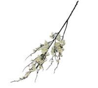 HUFFA Artificial Wintersweet and Plum Blossom Silk Flower Branch - Decorative Peach Blossom Arrangement for Home Decor(White)