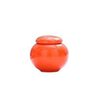 HUFFA Ceramic Color Glaze Small Tea Jar - Mini Sealed Moisture-Proof Storage for Fragrance Powder & Medicinal Herbs(Orange)