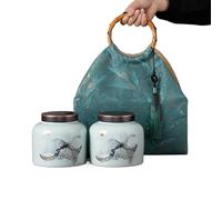 HUFFA Ceramic Large Tea Cans Double Pot Gift Box for Black and Green Tea Storage - Jin Junmei Pot(Straightbodyinkdoubletank)