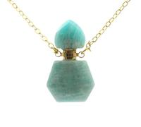 HUFFA Crystal Perfume Bottle Pendant - DIY Jewelry Making Accessories for Creative Crafts(Amazonite)
