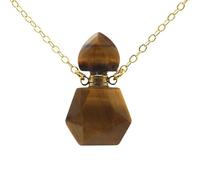 HUFFA Crystal Perfume Bottle Pendant - DIY Jewelry Making Accessories for Creative Crafts(Tiger eye stone)