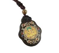 HUFFA Ebony Thangka Pendant Necklace - Puxian Bodhisattva Patron Deity Jewelry for Spiritual Protection(Samantabhadra)