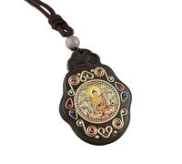 HUFFA Ebony Thangka Pendant Necklace - Puxian Bodhisattva Patron Deity Jewelry for Spiritual Protection(Amitabha)