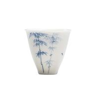 HUFFA Hand Painted Blue and White Porcelain Tea Cover Bowl - Jade Clay Literati Style Tea Cup(Squareteacup)