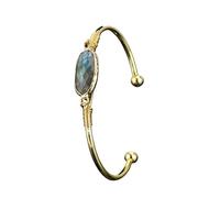 HUFFA Hand-Wound Natural Moonstone Crystal Bracelet with Gold Edges - Unique Healing Jewelry(Moonstone)