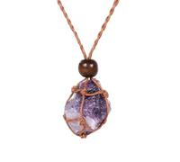 HUFFA Handcrafted Vintage Natural Amethyst Pendant Necklace | Irregular Raw Stone Crystal Jewelry(Amethyst)