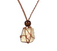 HUFFA Handcrafted Vintage Natural Amethyst Pendant Necklace | Irregular Raw Stone Crystal Jewelry(Citrine)