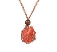 HUFFA Handcrafted Vintage Natural Amethyst Pendant Necklace | Irregular Raw Stone Crystal Jewelry(Redstone)