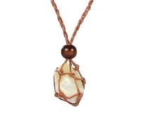HUFFA Handcrafted Vintage Natural Amethyst Pendant Necklace | Irregular Raw Stone Crystal Jewelry(Topaz)